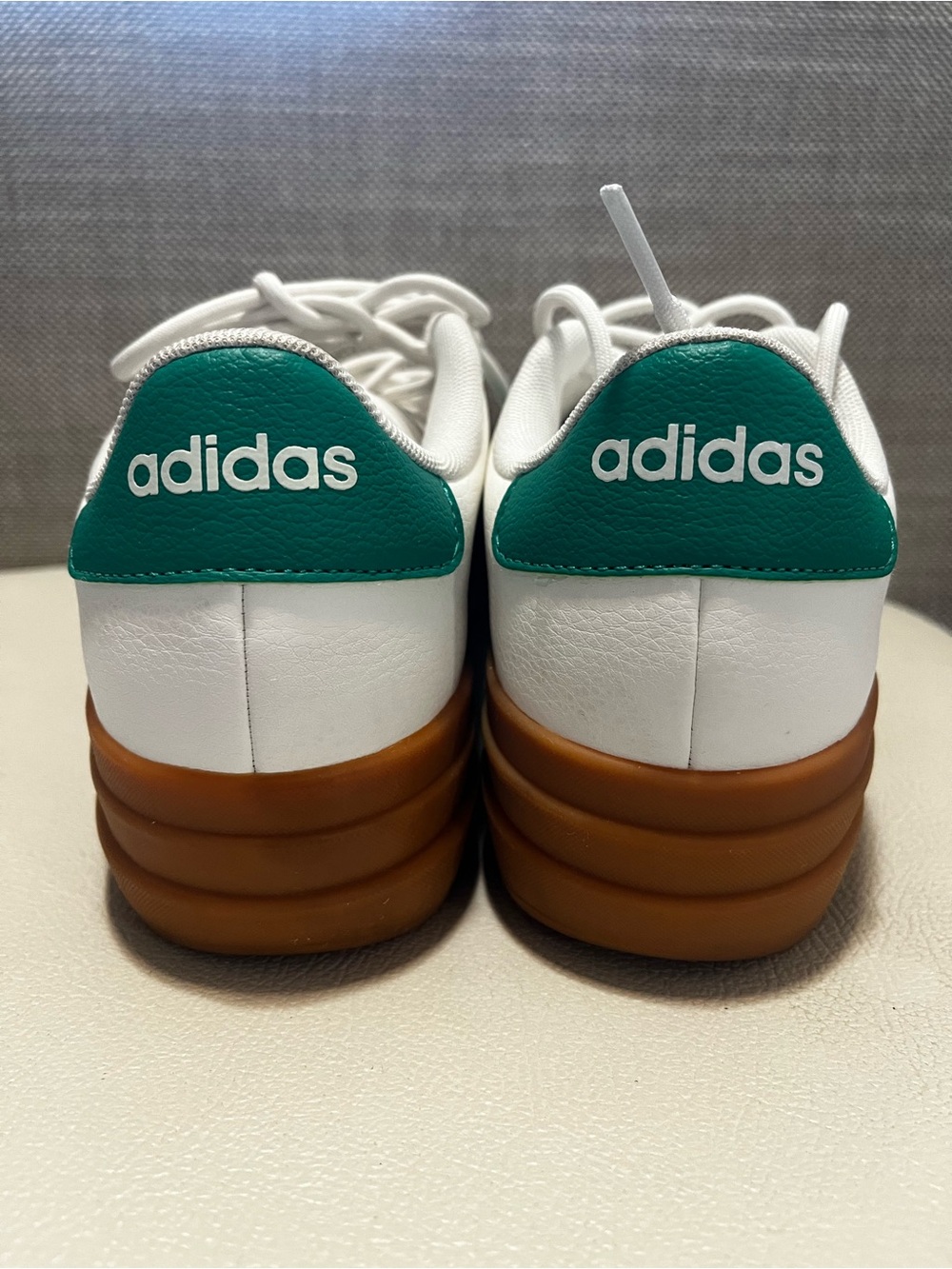 Adidas VL Court Blod White Sneakers with Green Stripes and Gum Platform - Picture 4 of 7